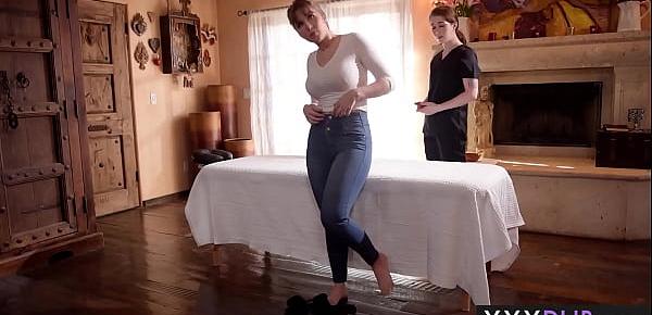  Hot babe Evelyn Claire massage clients Lena Paul tight pussy after hot body massage